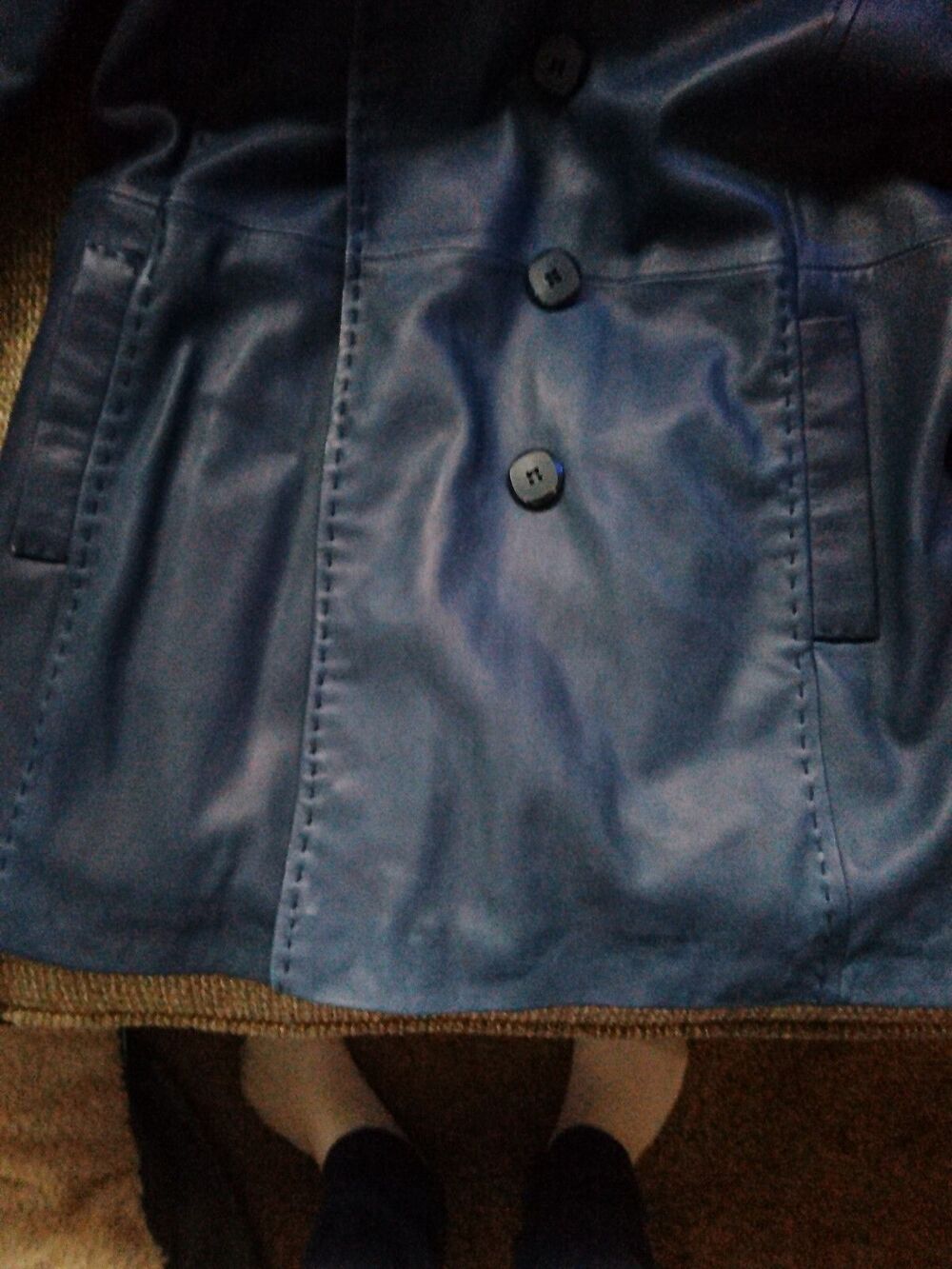 Wilsons Leather Women Blue Belted Genuine Leather Trench Coat Jacket Size XXL - Picture 15 of 16